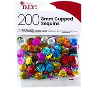 Cousin DIY Multicolored Rainbow 8mm Cupped Sequins, 200pc