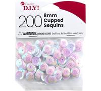 Cousin DIY Sequins 8mm 200PC Iridescent White, Plastic Resin