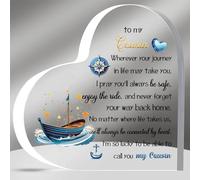 Cousin Inspirational Birthday Gifts Acrylic Plaques My Boy Graduation Gift Men Christmas Appreciate Cute Heart Signs for Him Best Go to University Encourage Souvenirs From Cousins