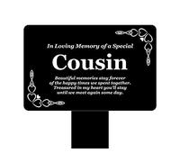 Cousin Memorial Stake - Engraved with poem (Gold/Silver/Copper or Black & White Plaque) Active (Black & White)