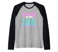 Cousin of The Birthday Mermaid Girl Party Cute Raglan Baseball Tee