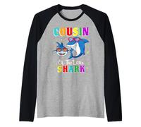 Cousin of The Little Shark Cousin Shark Birthday Party Raglan Baseball Tee