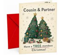 Cousin & Partner Christmas Card Tree-mendous Cute Trees
