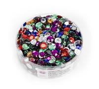 CousinDIY Gemstone Tub, 220 grams - Assorted Size Flat Back Faceted Craft Gems for Projects and Embellishments, Multicolor