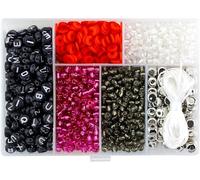 CousinDIY Mosaic Bracelet Kit with Storage Box - Makes 28 Bracelets, 1417 Pieces, Ruby Red