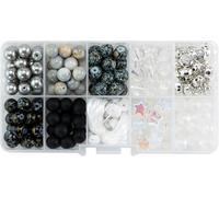CousinDIY Mosaic Bracelet Kit with Storage Box - Makes 8 Bracelets, 200 Pieces, Grey Skies