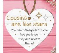Cousins Are Like Stars Heart-Shaped Plaque - Sentimental Gift for Cousins, Rustic Hanging Sign with Twine, White Wood Effect - Cherished Keepsake for Special Cousins (Large: 23 cm (H) × 20 cm (W))