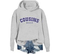 Cousins Beach Hoodie The Summer I Turned Pretty Sweatshirt Cousins Beach Letter Printed Graphic Shirt Grey