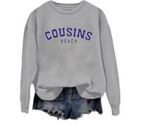 Cousins Beach Sweatshirt The Summer I Turned Pretty Shirt Cousins Beach Letter Printed Graphic Tops Grey