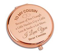 Cousins Gifts Travel Compact Pocket Makeup Mirror for Cousins Birthday Gifts Cousin Gifts from Cousins Appreciation Gifts Friendship Gifts for Cousins Inspirational Gift Round Rose Gold Makeup Mirror