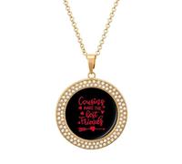 Cousins Make The Best Friends Fashion Necklace Chain Round Graphic Pendant with Diamond Jewellery Golden-style