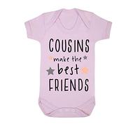 Cousins make the best friends (stars style) [BBY7] baby grow vest, 6-12 months, Pastel Pink