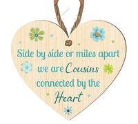 Cousins Plaque - "Side by Side or Miles Apart, We Are Cousins Connected by the Heart" - Gift for Cousins - Celebrating the Bond of Family Love and Friendship (Small: 10 cm (H) × 9 cm (W))