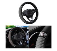 Couslcd 14.5-15 Inch Rhinestone Steering Wheel Cover, Style B, Gray