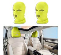 Couslcd 2PCS Car Headrest Cover, Personalized Funny Vehicle Front Seat Full Face Mask, Seat Cover Accessories Car Headrest Protector, Universal Car Interior Accessories (Yellow)