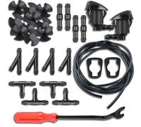 Couslcd Fluid Hose and Fastener Remover,Car Windshield Washer Nozzle Hose Kit, 2Pcs Washer Nozzles &Gaskets, 12Pcs Hose Connectors, 10Pcs Hood Retainers