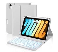 Cousper for iPad mini 7 Keyboard Case A17 Pro 2024/iPad Mini 6 Generation Case with Keyboard 2021 8.3 Inch, Pencil Holder, 7 Color Backlit Detachable Keyboard Cover for iPad mini 7th/6th Gen,Grey