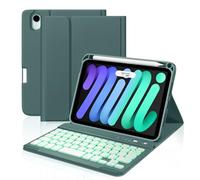 Cousper for iPad Mini 7 Keyboard Case A17 Pro 2024/iPad Mini 6 Generation Case with Keyboard 2021 8.3 Inch, Pencil Holder, 7 Color Backlit Detachable Keyboard Cover for iPad Mini 7th/6th Gen,Pinegreen