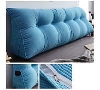 Coussin Triangulaire Pour Tête de Lit, Canapé, Sofa, Housse Amovible, Coussin Confortable de Lecture, de Relaxation, de Soutien Lombaire, LLHJUNUK, Bleu, 200 * 23 * 50cm