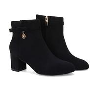 Coutgo Women's Ankle Boots Chunky Block Low Heel Vintage Tie Knot Booties Shoes with Side Zipper, Black, 9 UK