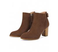 Coutgo Women's Fall Ankle Boots Shoes Chunky Block Stacked Heel Bow Tie Pointed Toe Dress Booties Side Zipper, Chocolate, 9