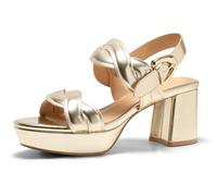 Coutgo Womens Platform Chunky Heels Sandals Open Toe Ankle Strap Summer Dress Beach Shoes, Gold, 10