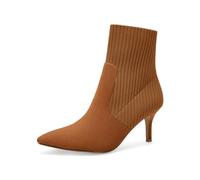Coutgo Women's Pointed Toe Ankle Boots Stiletto Kitten Heel Knit Faux Suede Winter Sock Booties, Brown Suede, 5.5 UK