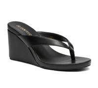 Coutgo Womens Wedge Heels Sandals Platform Flip Flops Slides Slip On Summer Beach Shoes, Cool Black, 10