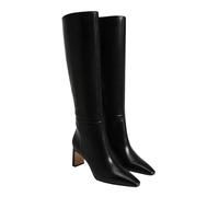 Coutgo Womens Wide Calf Knee High Boots Closed Pointed Toe Chunky Heel Tall Boots Side Zipper Fall Dress Boot Shoes, Cool Black, 5 UK