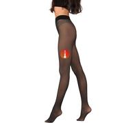 Couture | Womens 100 Denier Sheer Effect Thermal Opaque Tights - Fake Translucent Tights, Skin Tone Warm Winter Tights (UK, Alpha, S, M, Regular, Regular, Black)