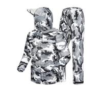 Coutyuyi Men's Rain Suit Waterproof Jacket & Trouser Suit Raincoat Unisex Rain Jacket Outdoor Anti-Storm Hooded Rainwear (M, Gray camouflage)