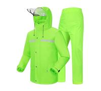 Coutyuyi Men's Rain Suit Waterproof Jacket & Trouser Suit Raincoat Unisex Rain Jacket Outdoor Anti-Storm Hooded Rainwear (L, Fluorescent green)