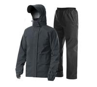 Coutyuyi Men's Waterproof Jacket with Pants Two Pieces Lightweight Raincoat Outdoor Rain Suit(Dark Grey,XXL)