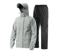 Coutyuyi Men's Waterproof Jacket with Pants Two Pieces Lightweight Raincoat Outdoor Rain Suit（Light Khaki,XXL）