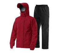 Coutyuyi Men's Waterproof Jacket with Pants Two Pieces Lightweight Raincoat Outdoor Rain Suit（Red,XXL）