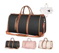 Couvelli Travel Bag, Couvelli Travel Bag with Wheels, Waterproof Folding Garment Bags for Travels & Boarding - Large Capacity PU Leather Foldable Carry-On Luggage (B)