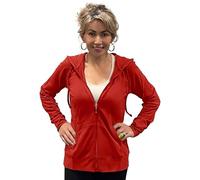 Couver Women's Thin Zip Up Hoodie - Lightweight Cotton Blend Soft Breathable Athletic Jacket for Yoga, Running & Casual Wear, Red, Medium