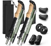 COVACURE 2025 New Upgrade Walking Poles, 2pcs Collapsible Ultralight Aluminum Folding Walking Sticks with EVA Cork Handle for Seniors Women Men (green)