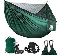 Covacure Camping Hammock - Lightweight Double Hammock, Hold Up to 772lbs, Portable Hammocks for Indoor, Outdoor, Hiking, Camping, Backpacking, Travel, Backyard, Beach（Dark Green）