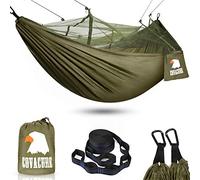 COVACURE Camping Hammock with Mosquito Net, Ultralight 210T Parachute Nylon with Two 10FT Tree Straps for Outdoor Camping Accessories