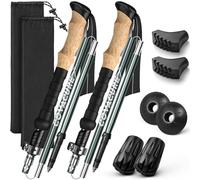 covacure Hiking Poles, 7075 Aluminum Tri-fold, Adjustable Height, 2PCS, Gray