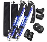 covacure Trekking Poles Collapsible Hiking - Aluminum Alloy 7075 Sticks with Quick Lock System, Telescopic, Collapsible, Ultralight for Hiking, Camping Blue Short (100-120cm)