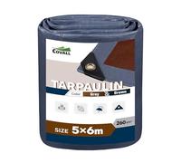 Covall Industrial Strength Tarp 5x6m | 260g/m² Waterproof Brown/Grey Cover | Reinforced Grommets for Scaffolding Weatherproof, Stockpile Covers, HGV Load Security