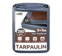COVALL Tarpaulin 3x3m Waterproof Extra Heavy Duty, 280g/m² Plastic Sheeting