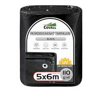 COVALL Tarpaulin 5x6m Medium-Duty Tarp 110GSM waterproof Groundsheet for camping UV-Resistant Tent outdoor covers Pool Roof Sandbox Boats Truck RV Car tarp (Black)