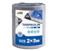 Covall Tarpaulin Light-Duty Tarp Groundsheet Sheet Cover 2x3m Waterproof 65g/m² Silver&Blue tarpaulin with eyelets Weatherproof Windproof UV-Resistant for Car Truck Rv House Tent Boat Pool