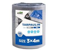 Covall Tarpaulin Lightweight Tarp Groundsheet Sheet Cover 3x4m Waterproof 65g/m² Silver&Blue tarpaulin with eyelets Weatherproof Windproof UV-Resistant for Car Truck Rv House Tent Boat Pool