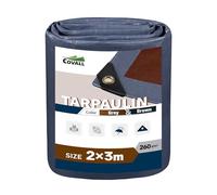 Covall Tarpaulin Waterproof EXTRA Heavy Duty 260g/m² 2x3m Grey/Brown-100% Waterproof UV & Tear Resistant Ground Sheet with Reinforced Corners & Anti-Rust Grommets for Camping, Garden, Roof & Patio