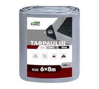Covall Tarpaulin waterproof Heavy Duty Tarp Groundsheet 6x8m Sheet Cover with eyelets 140g/m² Silver/Black Multipurpose for roof pool cars truck Rv champing tent building garden pet shed Tarp