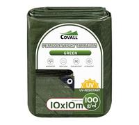 Covall Tarpaulin Waterproof Tarp Medium-Duty Groundsheet Sheet Cover 10x10m with eyelets 100g/m² Green Weatherproof Windproof UV-Resistant Tent Pool Roof Sandbox Boats Truck RV Car tarp
